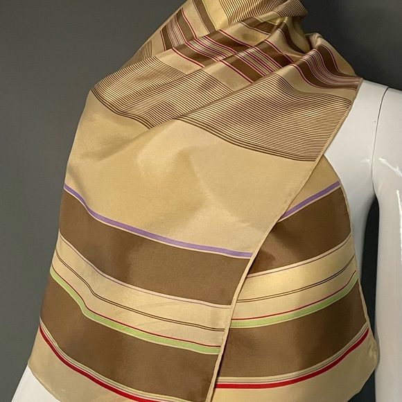 Vintage Echo Silk Scarf Striped Print 15 by 46 Fair to Good - Picture 3 of 6